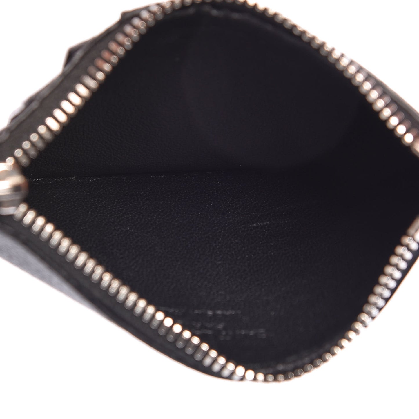 Grained Calfskin 5 Fragments Zip Pouch Card Holder Black