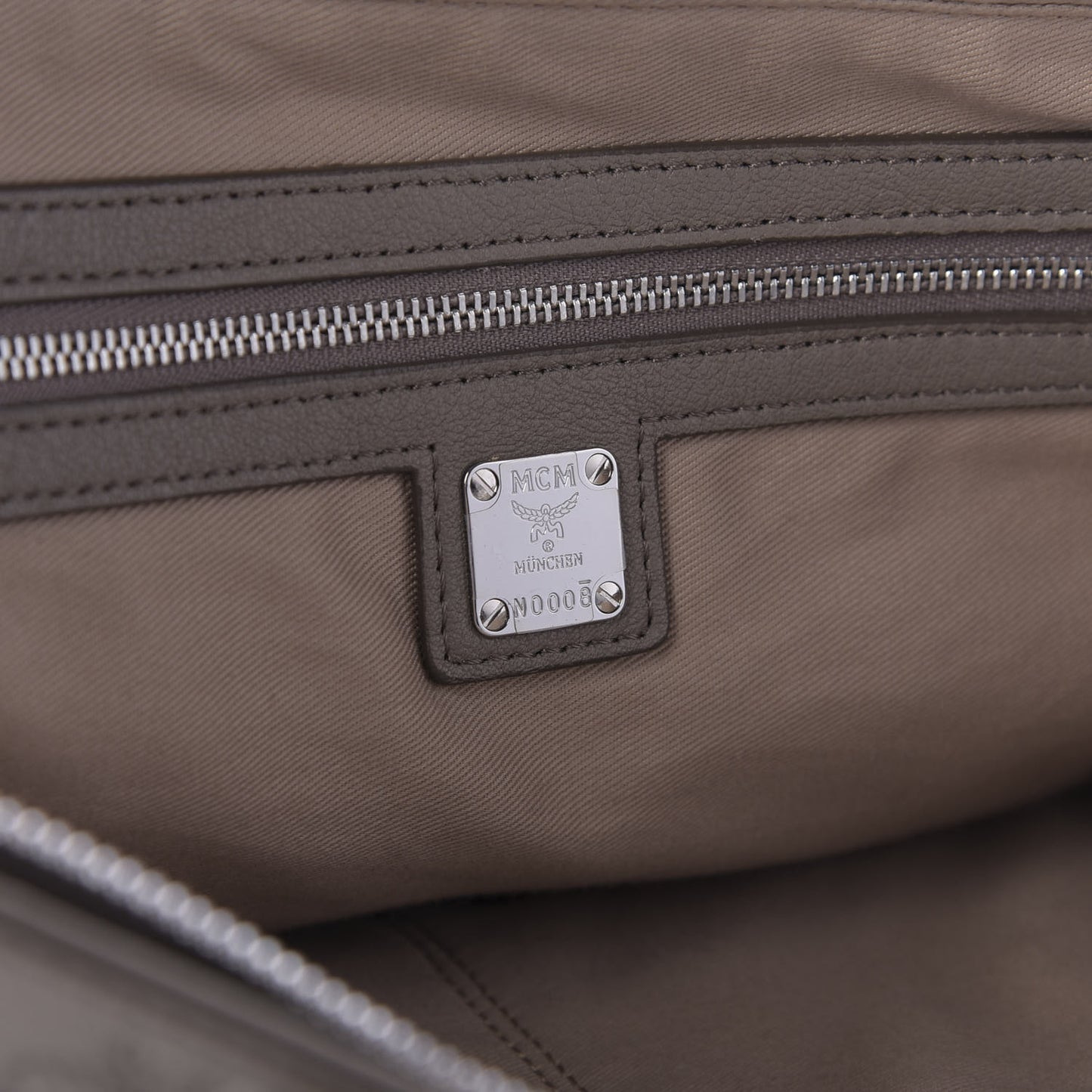 Calfskin Ottomar Monogram Medium Klara Top Zip Tote Taupe