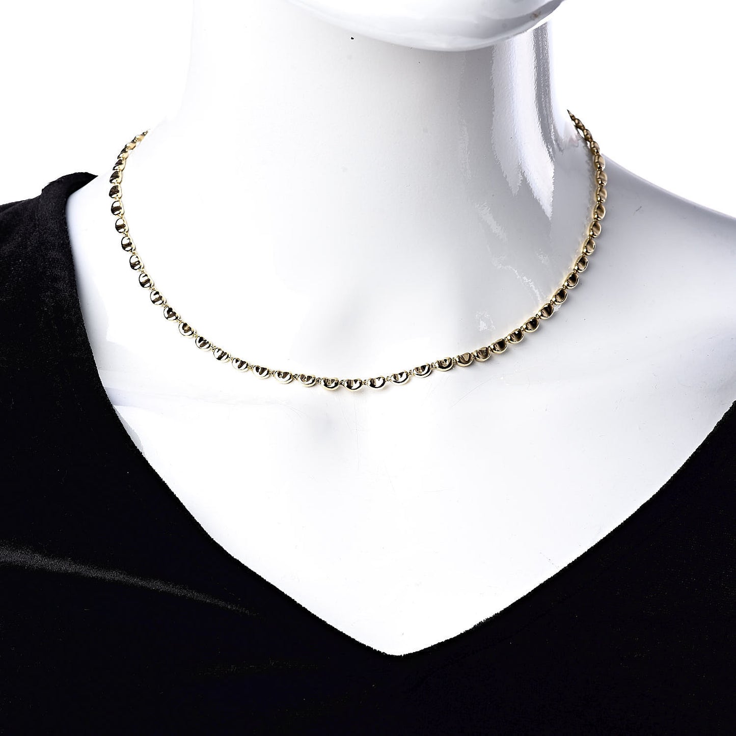 18K Yellow Gold Mini Elsa Peretti Bean Link Necklace