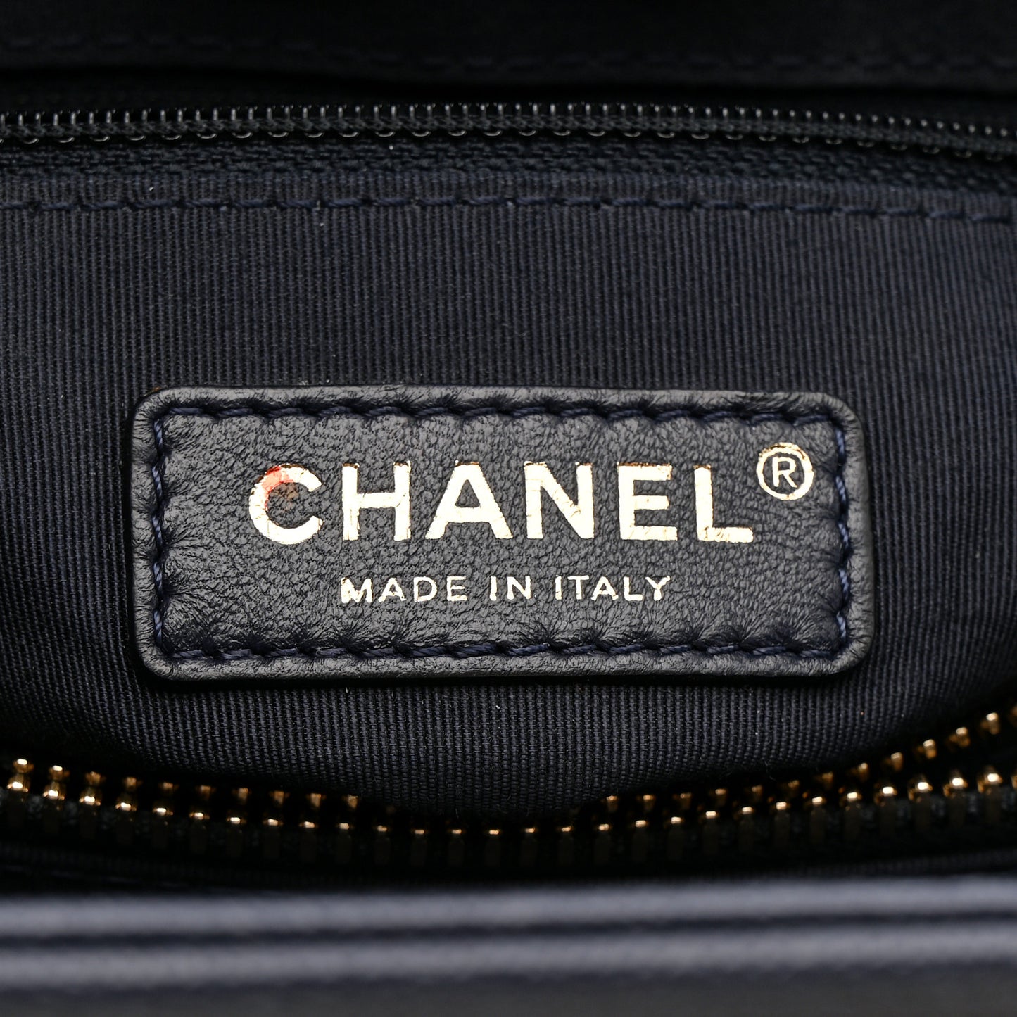Grained Calfskin Stitched Small Lady Coco Top Handle Tote Navy