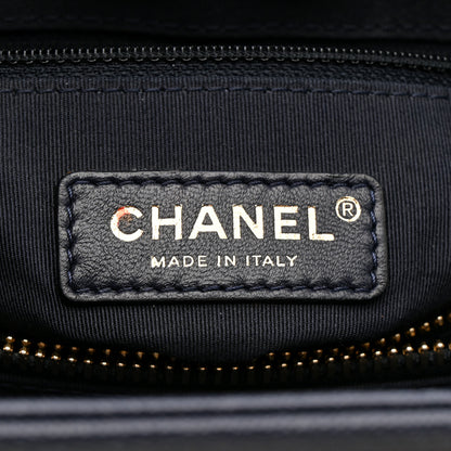 Chanel Grained Calfskin Stitched Small Lady Coco Top Handle Tote Navy 6 of 11