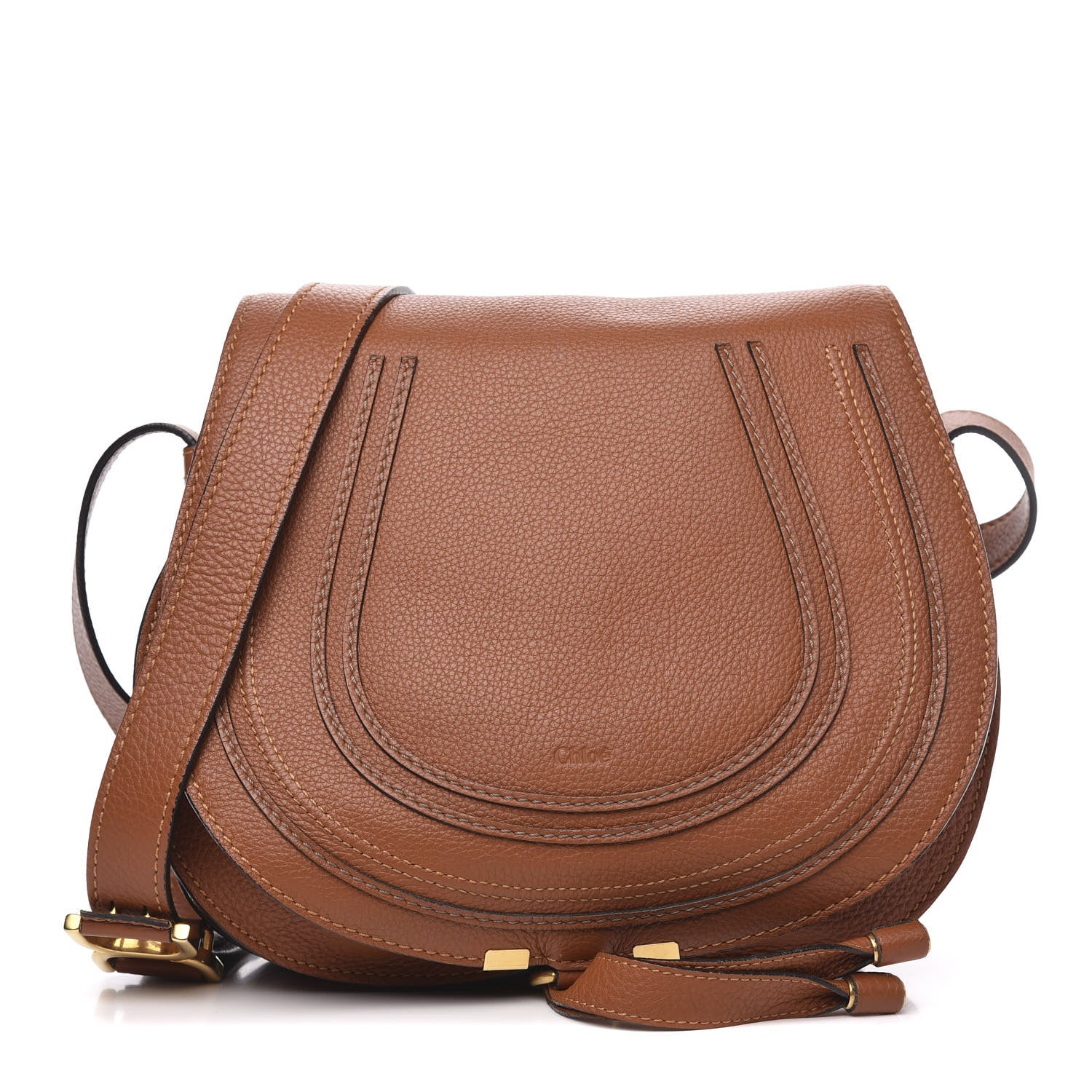Chloe Grained Calfskin Medium Marcie Saddle Bag Tan 1 of 10