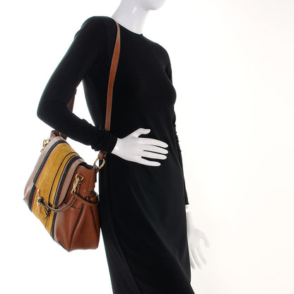 Chloe Calfskin Suede Patchwork Medium Lexa Shoulder Bag Tan 2 of 8