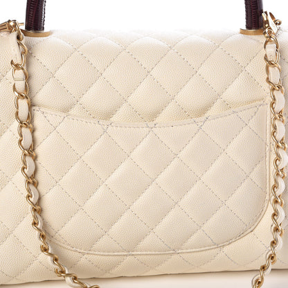 Chanel Caviar Lizard Quilted Small Coco Handle Flap Ivory 10 of 14