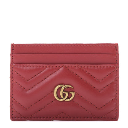 Gucci Calfskin Matelasse GG Marmont Card Holder Hibiscus Red 1 of 6