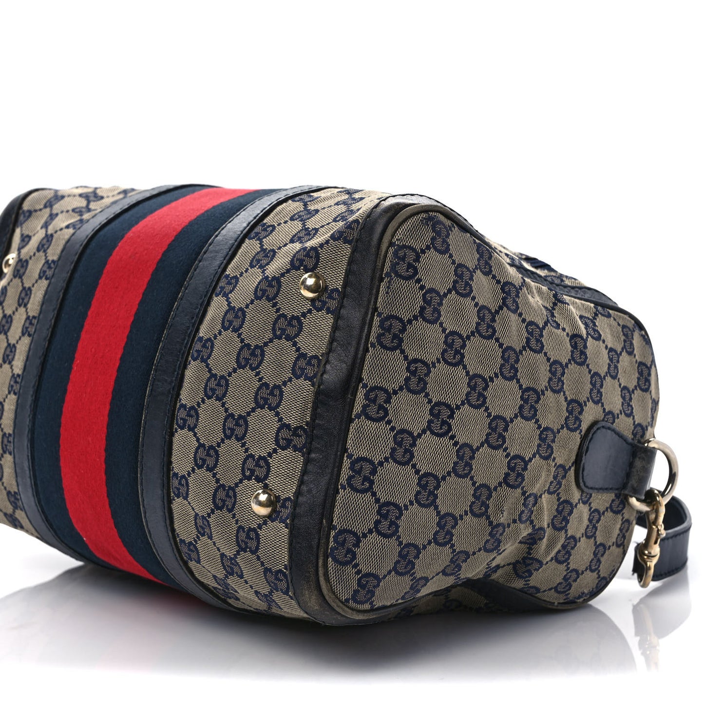 Monogram Selleria Calfskin Vintage Web Medium Boston Beige Blue