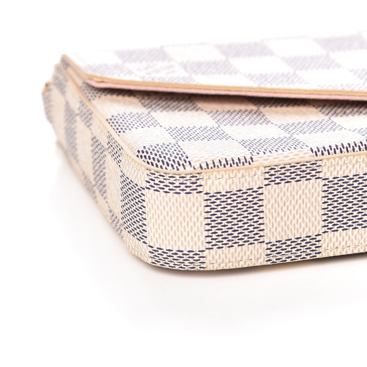 Damier Azur Pochette Felicie Chain Wallet Rose Ballerine