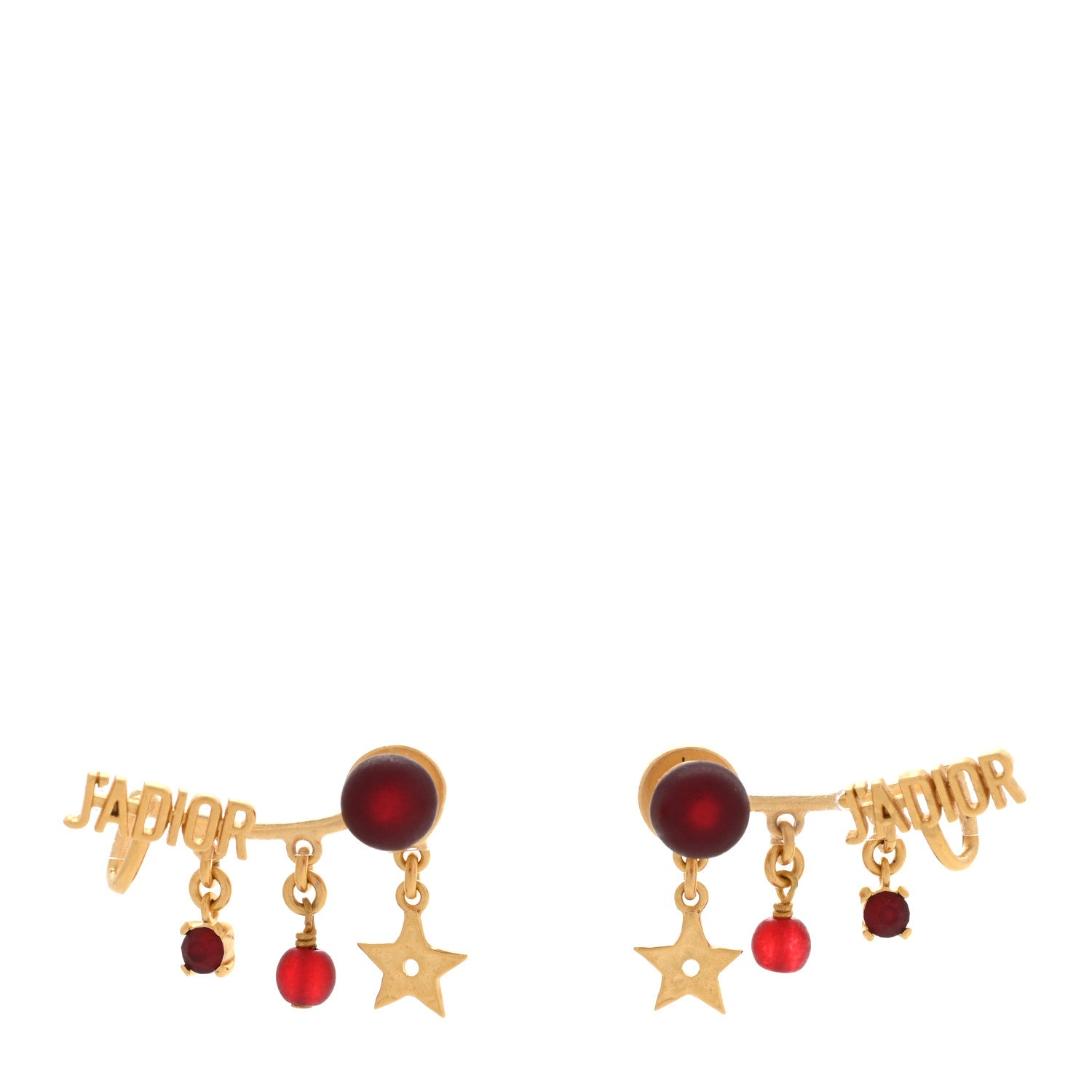 Christian Dior Pearl Crystal J'Adior Earrings Aged Gold Red 1 of 4