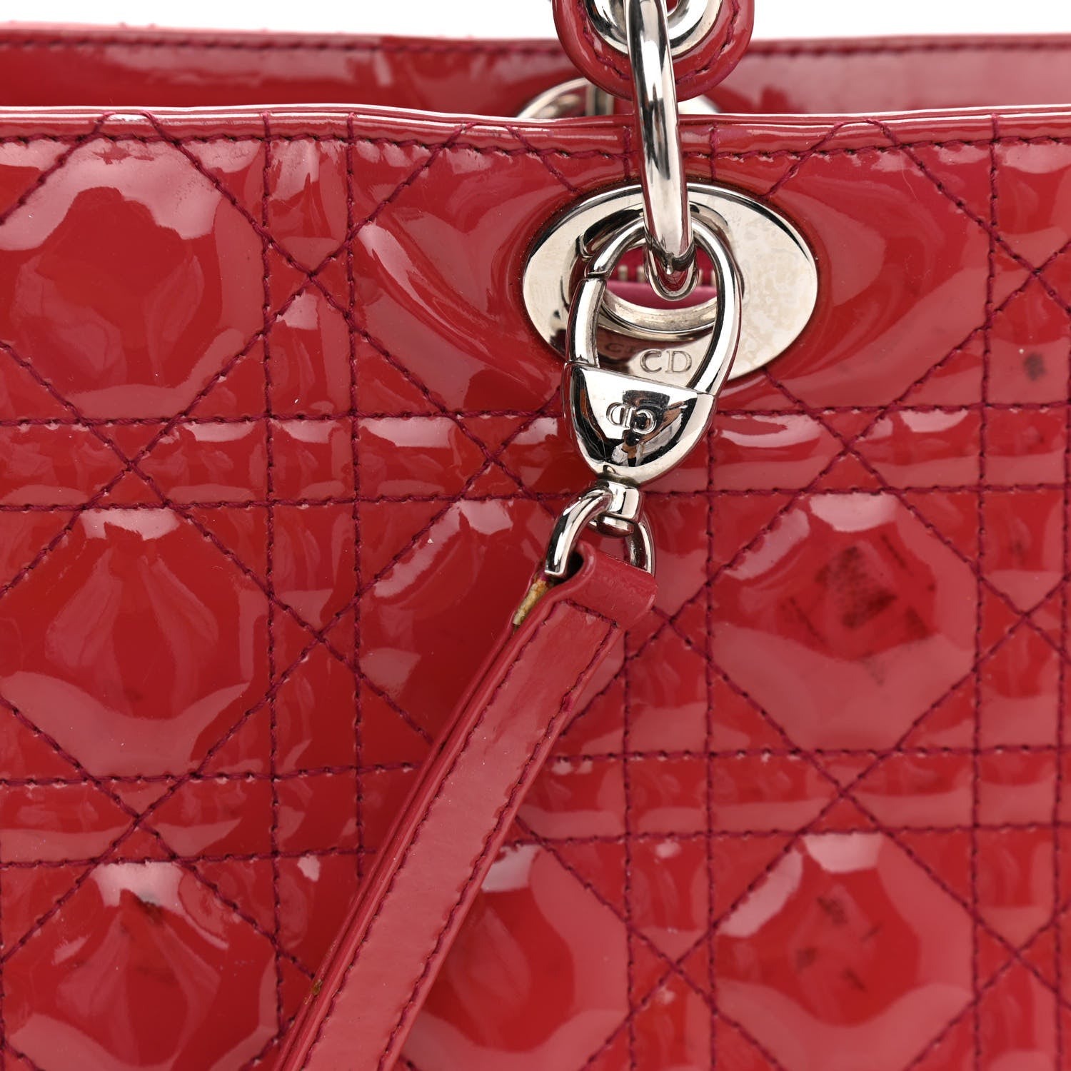 Christian Dior Patent Cannage Large Lady Dior Fuchsia 12 of 16