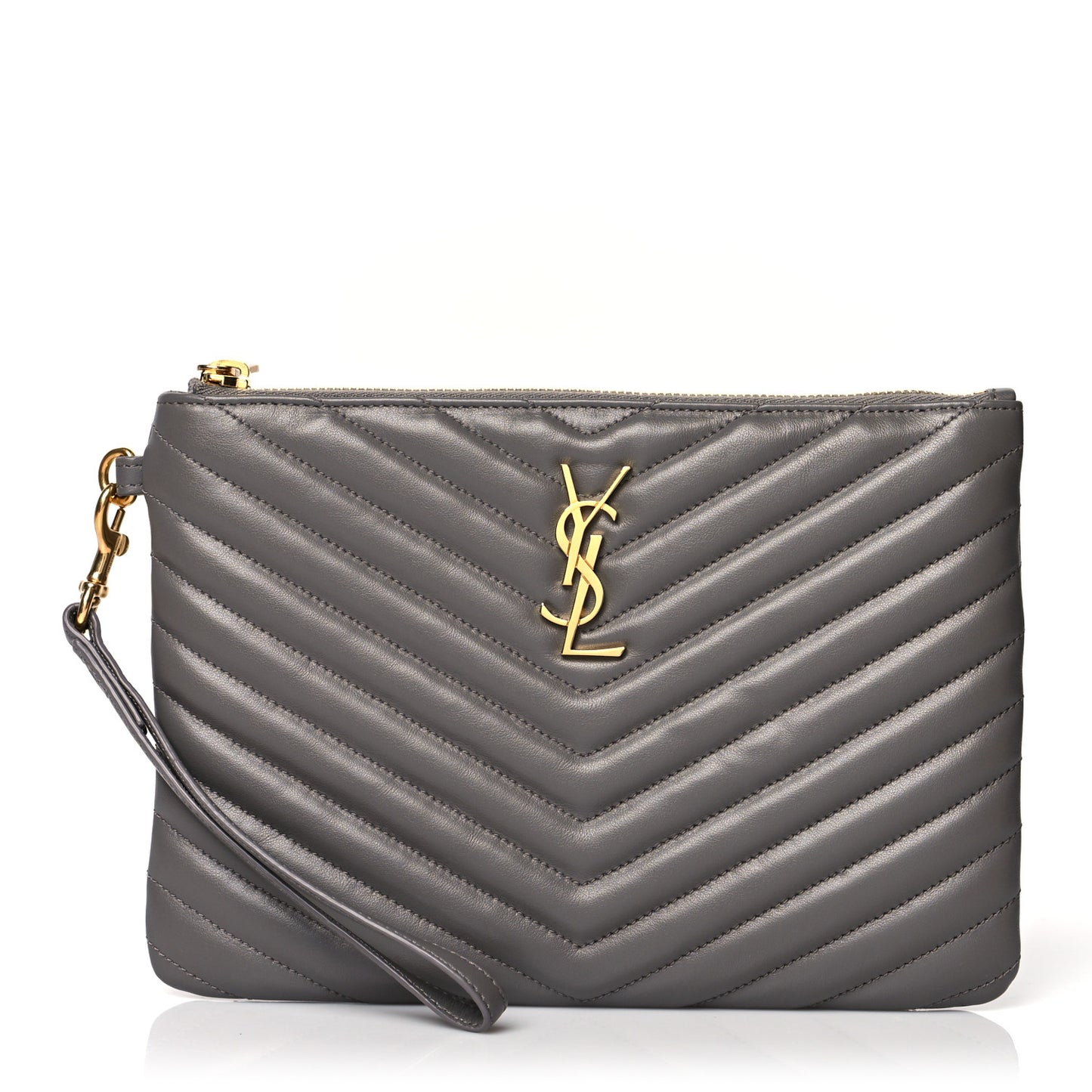 Calfskin Matelasse Chevron Monogram A5 Wristlet Earth
