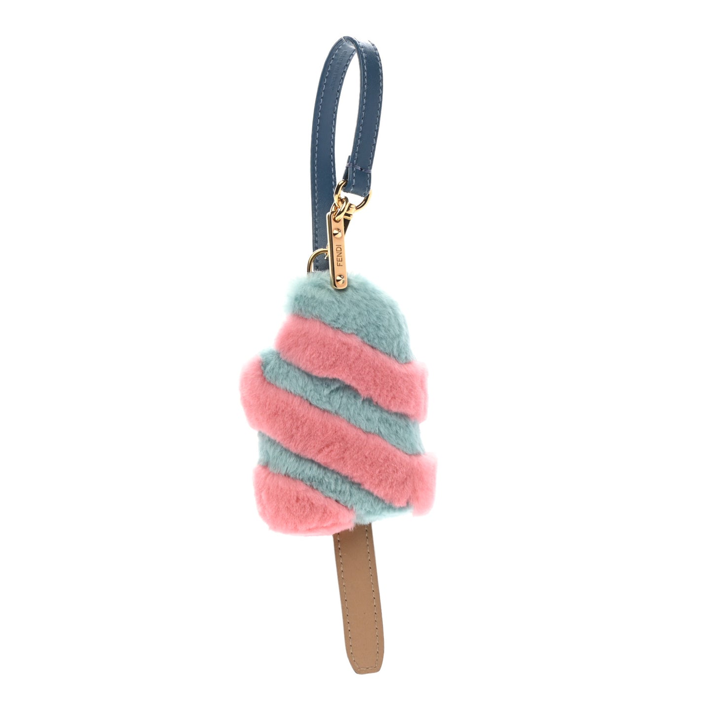 Mink Fur Calfskin Fun Fair Ice Cream Bag Charm Multicolor