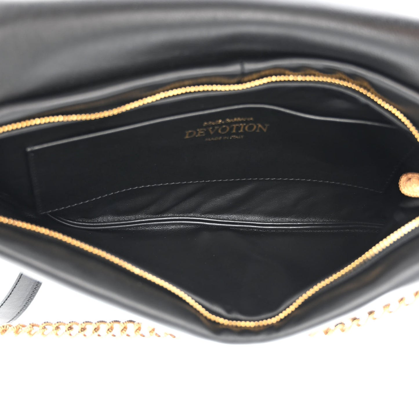 Calfskin Devotion Clutch With Chain Black
