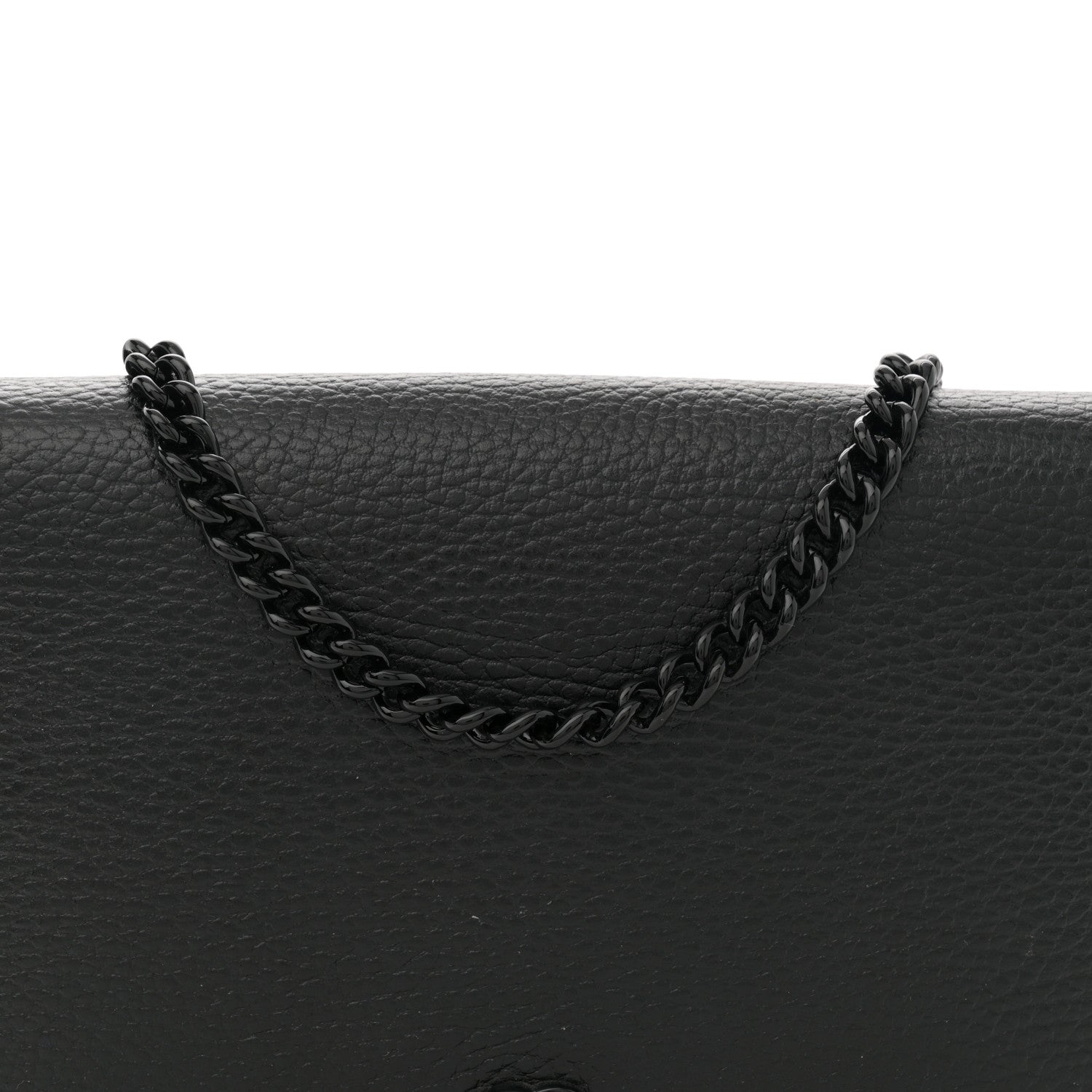 Gucci Dollar Calfskin Enamel Monochrome Mini GG Marmont Chain Wallet Black 7 of 11