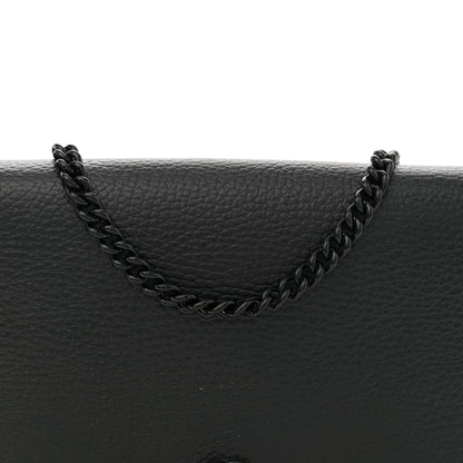 Gucci Dollar Calfskin Enamel Monochrome Mini GG Marmont Chain Wallet Black 7 of 11
