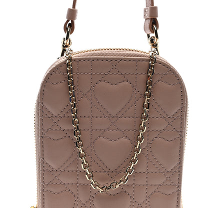 Christian Dior Lambskin Cannage Dioramour Lady Dior Phone Holder Light Pink Light Pink 7 of 9