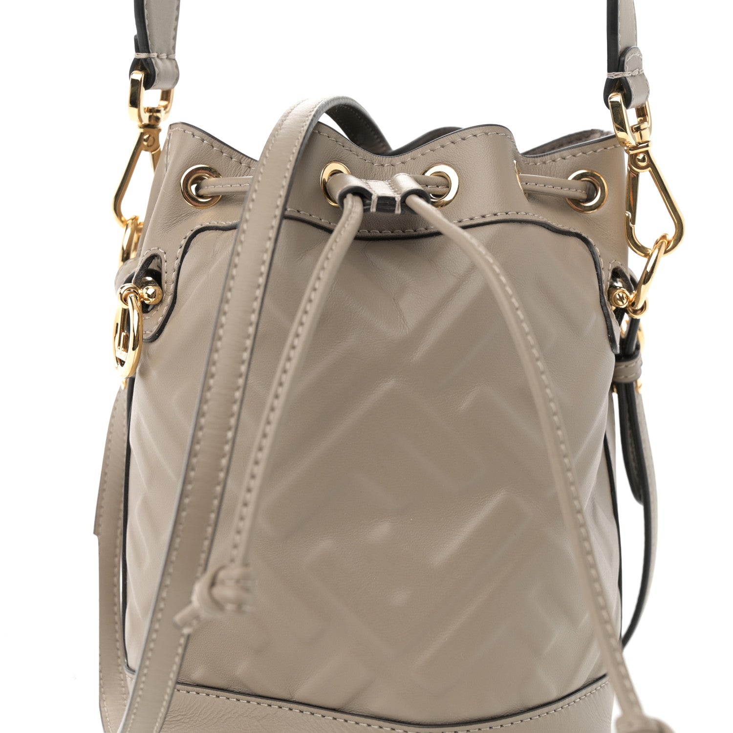 Fendi Vitello Liberty F is Fendi FF 1974 Embossed Mini Mon Tresor Bucket Bag Dove Grey 8 of 10