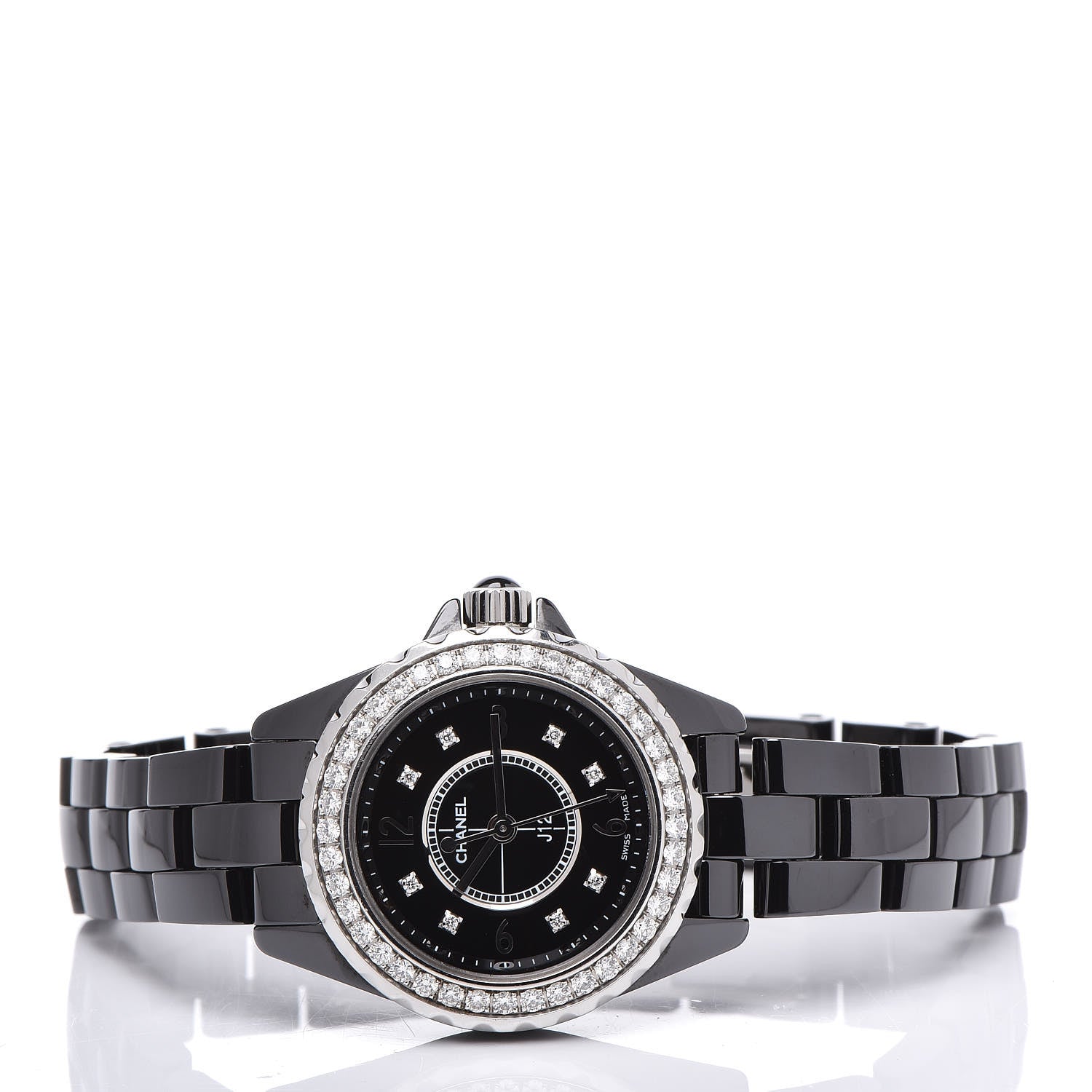 Chanel Stainless Steel Ceramic Diamond Bezel 29mm J12 Quartz Watch Black 3 of 7