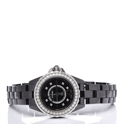 Chanel Stainless Steel Ceramic Diamond Bezel 29mm J12 Quartz Watch Black 3 of 7