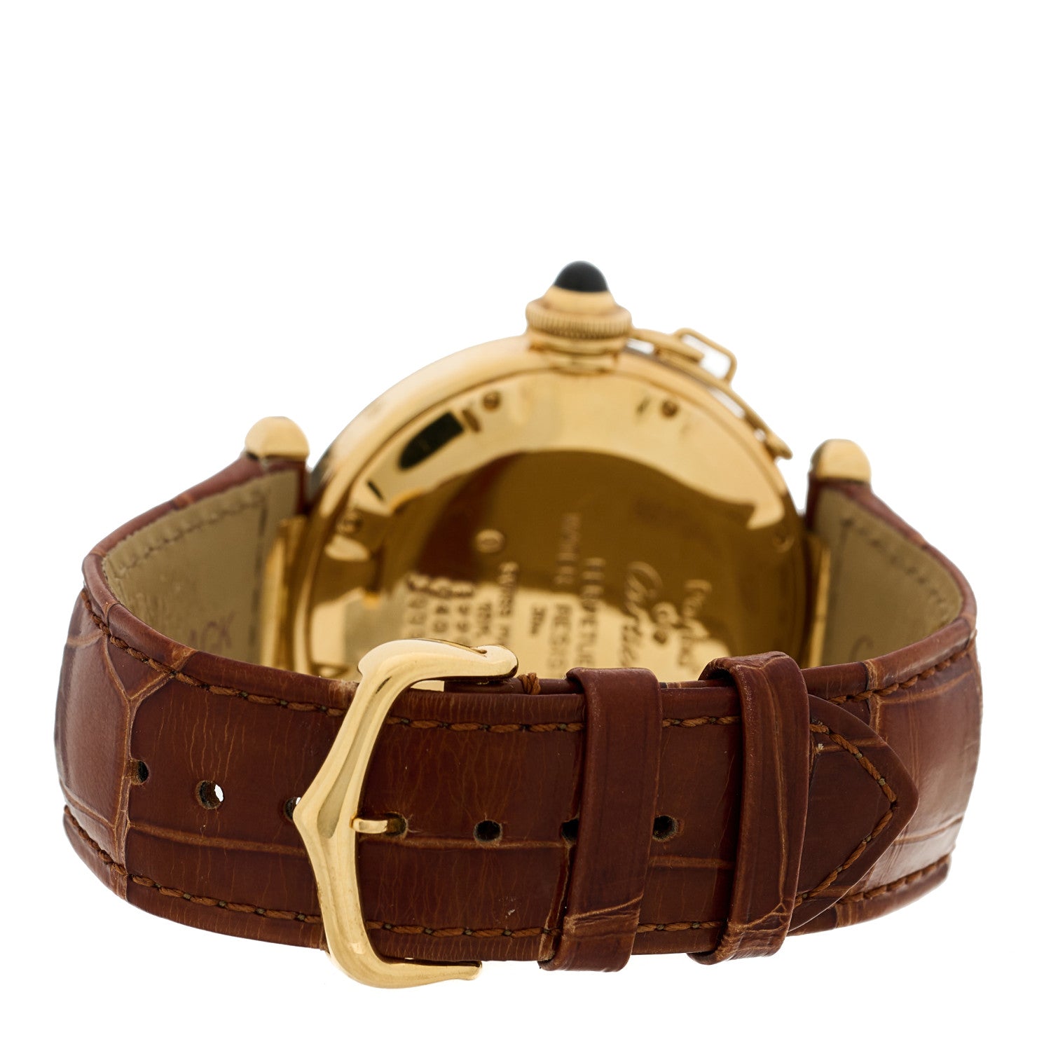 Cartier 18K Yellow Gold Alligator 38mm Pasha Moonphase Perpetual Calendar Quartz Watch Brown 3 of 5