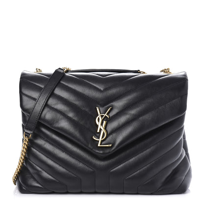 Saint Laurent Calfskin Y Quilted Monogram Medium Loulou Chain Satchel Black 1 of 9