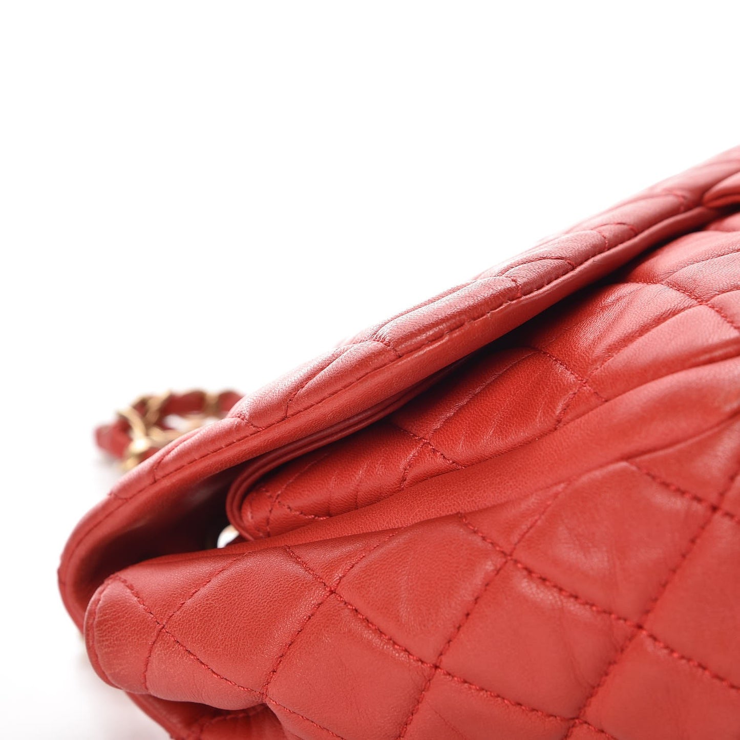 Lambskin Quilted Large Now and Forever Flap Red