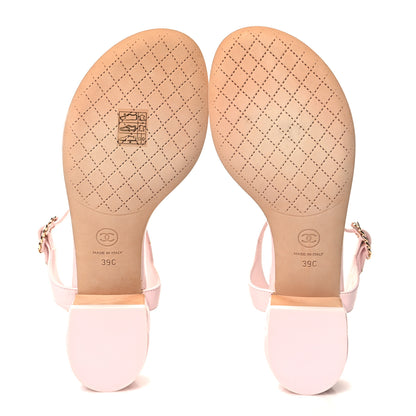 Chanel Lambskin Chain CC Logo Thong Sandals 39 Light Pink 5 of 11