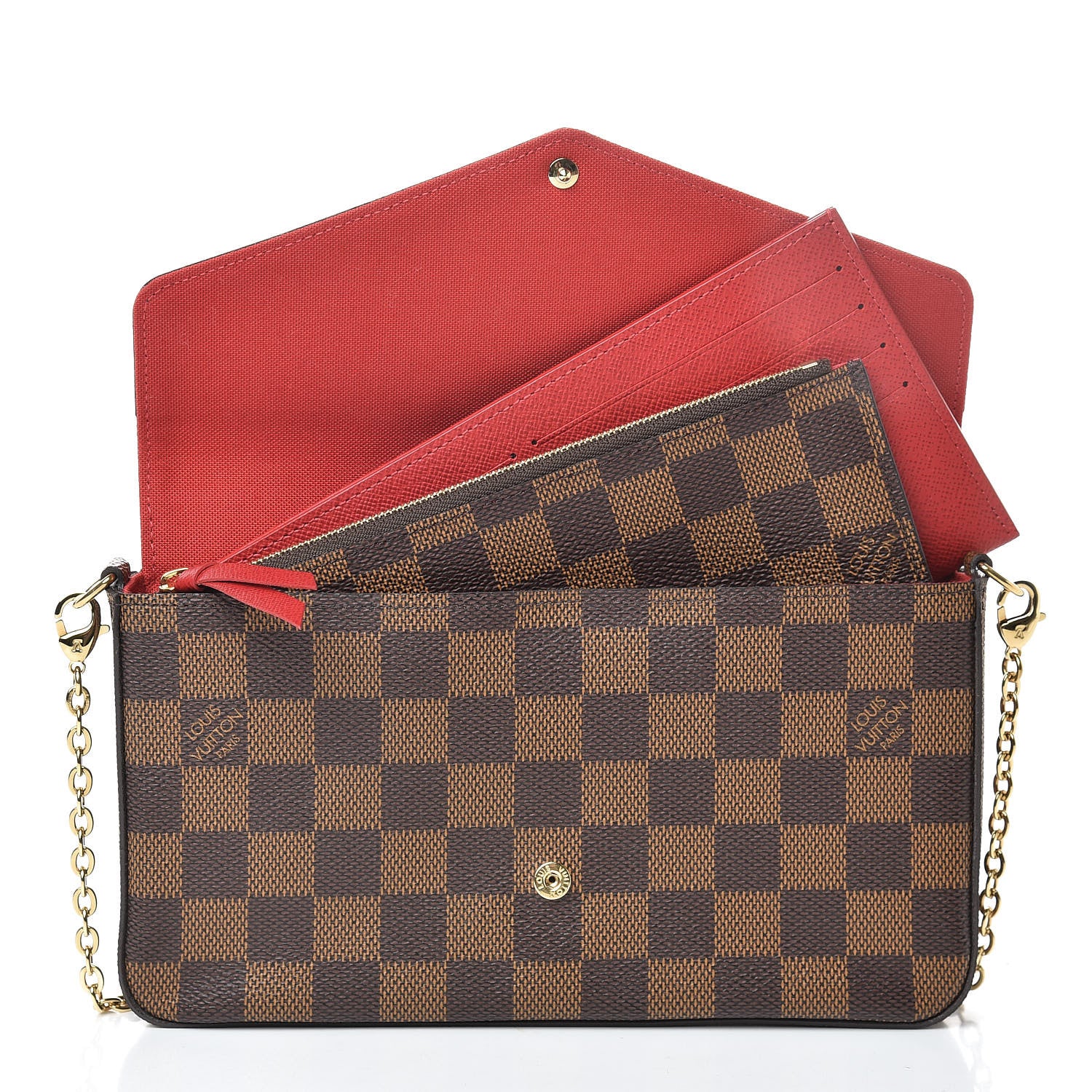 Louis Vuitton Damier Ebene Pochette Felicie Chain Wallet 8 of 14
