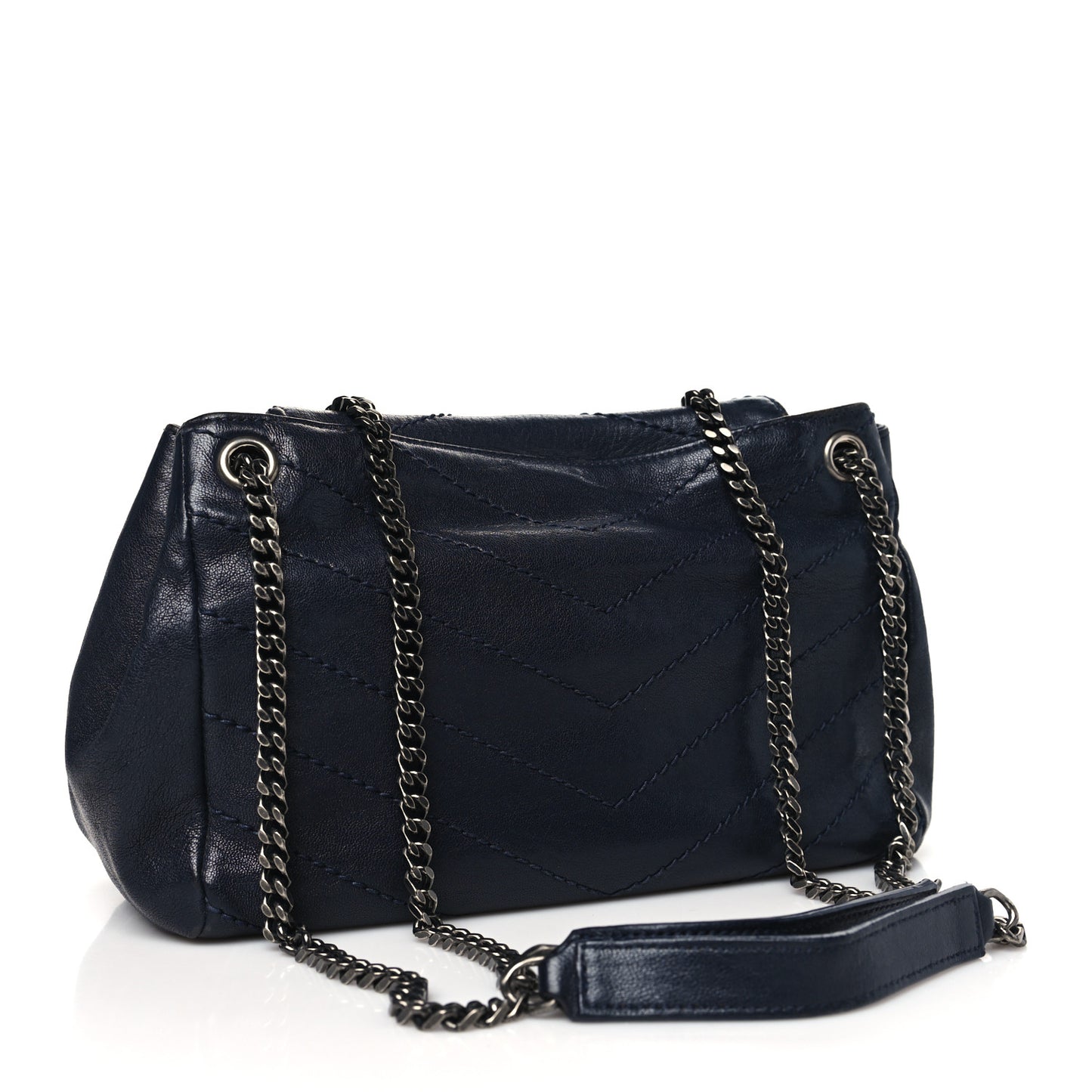 Vintage Lambskin Chevron Monogram Small Nolita Blue