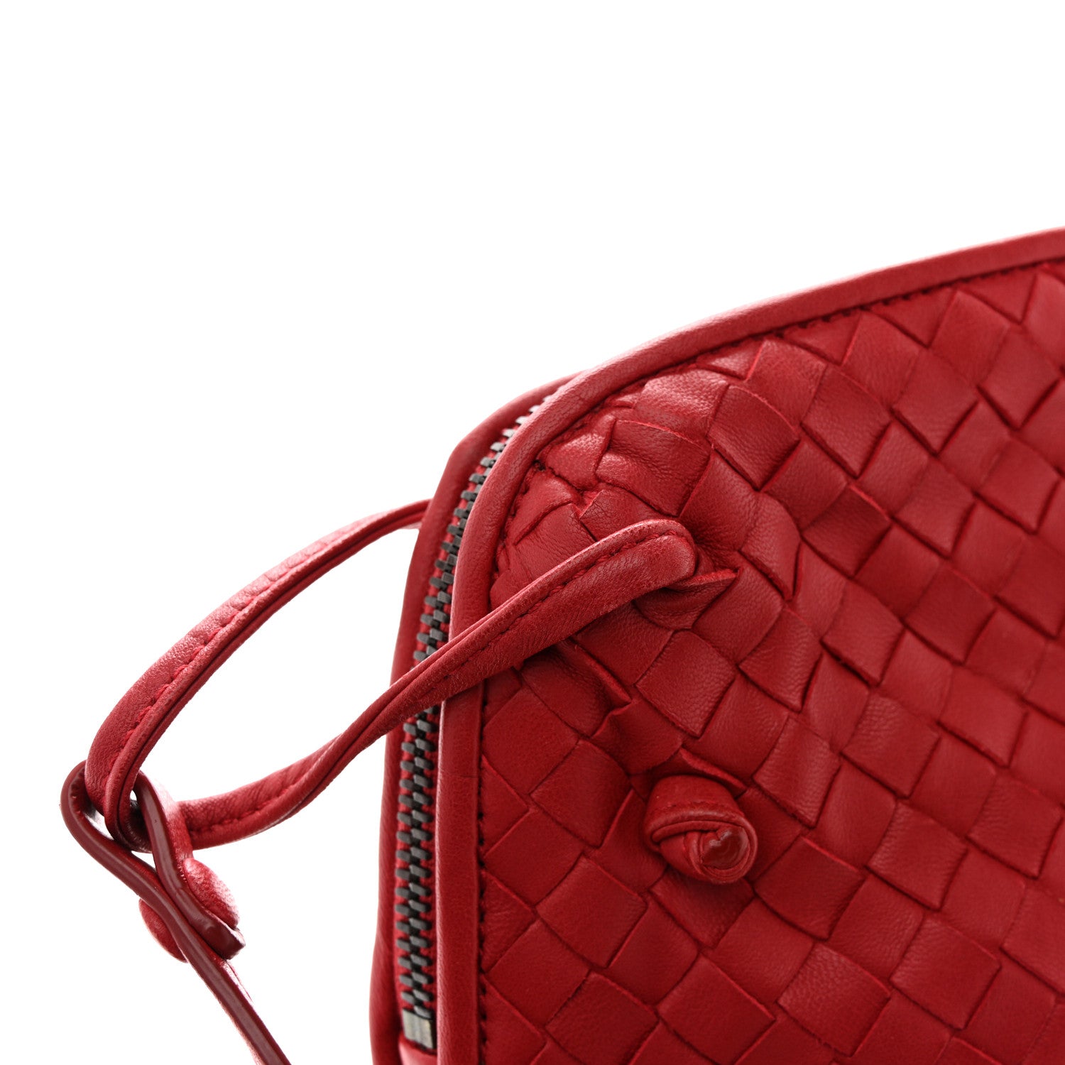 Bottega Veneta Nappa Intrecciato Nodini Crossbody Messenger Red 11 of 13