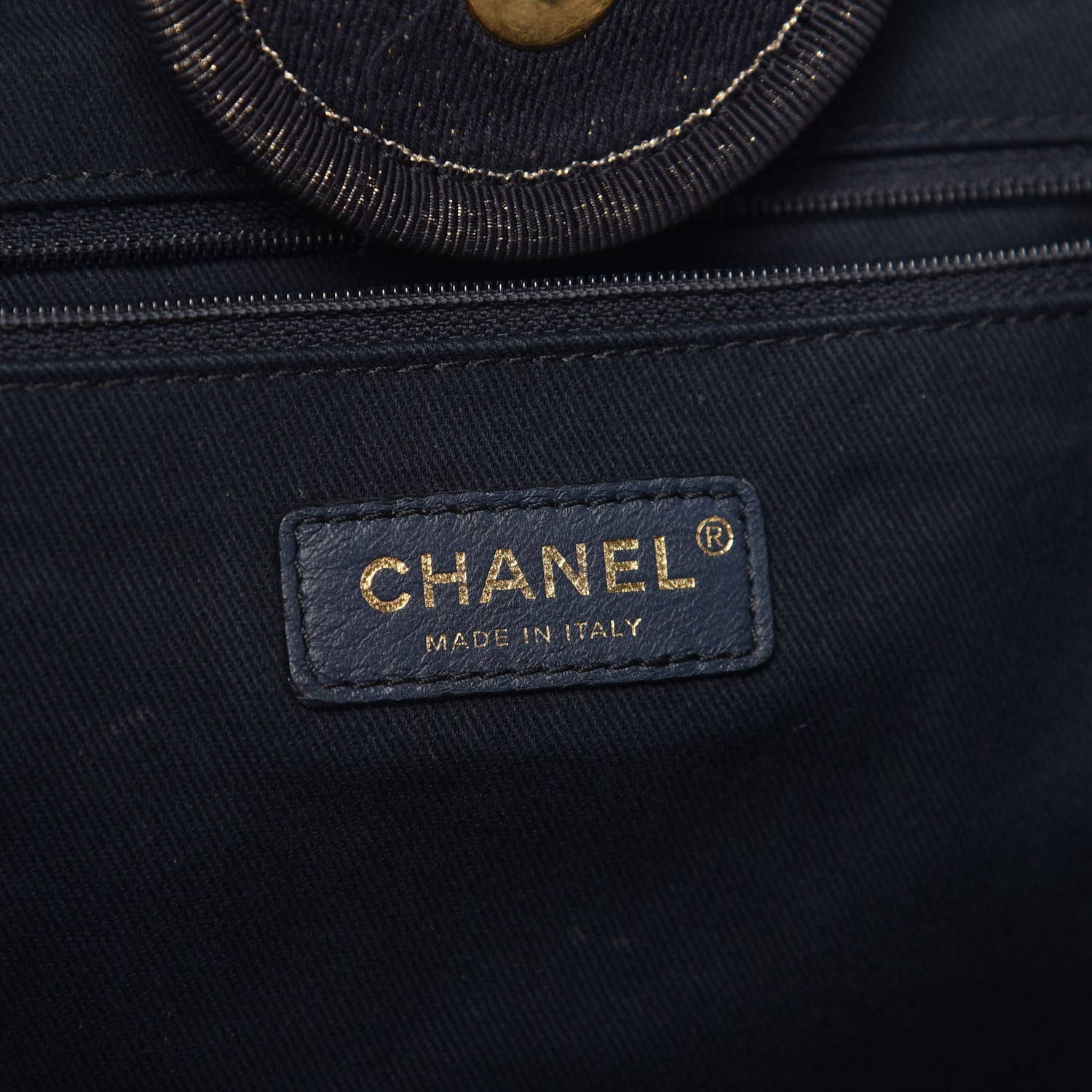 Chanel Lurex Canvas Medium Deauville Tote Navy Blue Gold 6 of 9