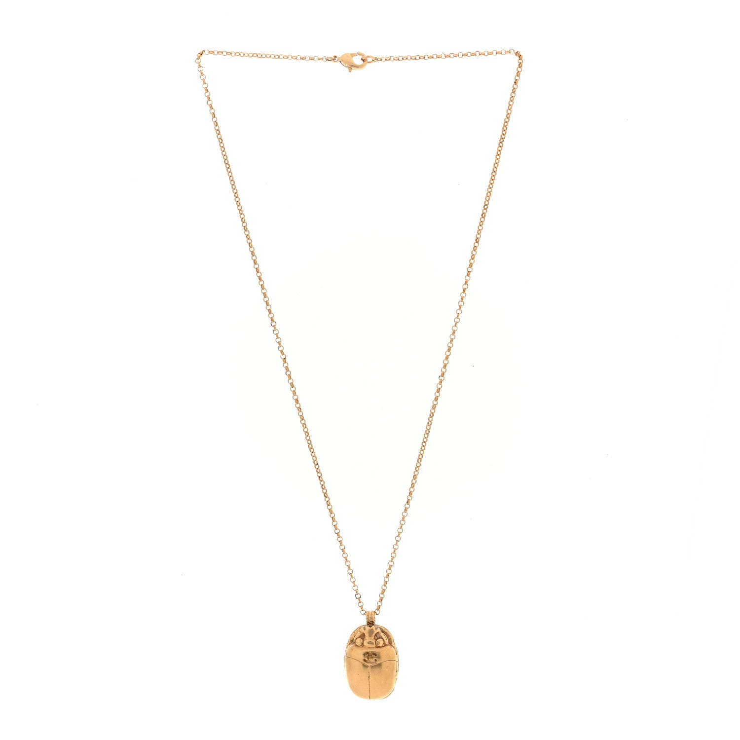 Chanel Metal Scarab CC Locket Necklace Gold 3 of 6