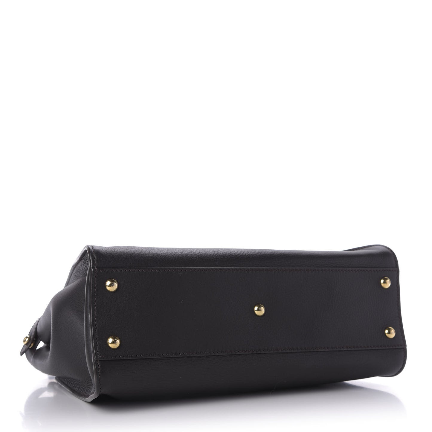 Vitello Seta Shiny Nappa Medium Peekaboo Iconic Satchel Dark Brown Yellow