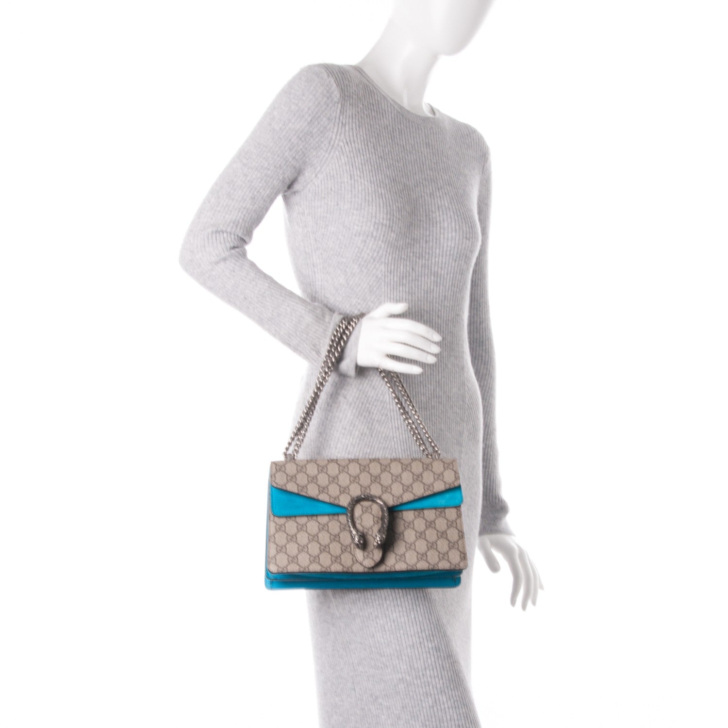 Gucci GG Supreme Monogram Small Dionysus Shoulder Bag Bright Turquoise 2 of 8