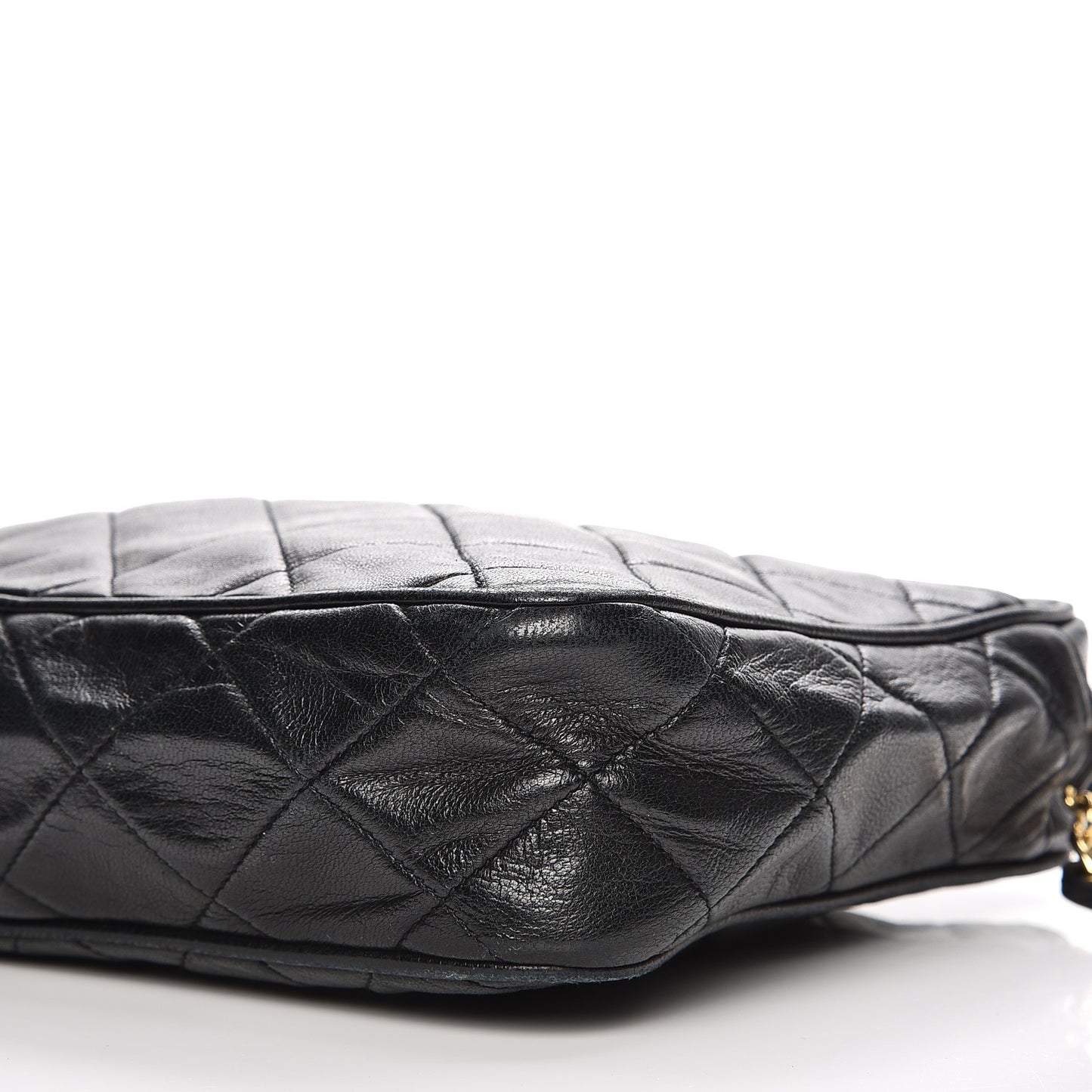 Lambskin Quilted CC Tassel Camera Case Black