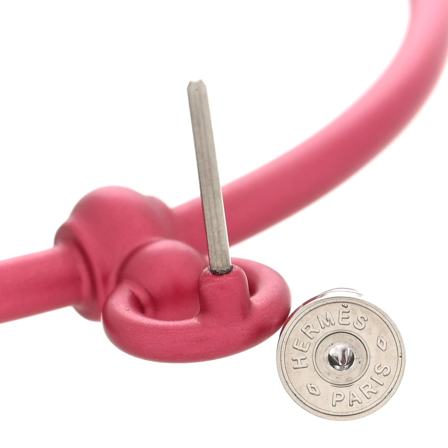 Hermes Aluminum Sunset Swift Loop Earrings GM Rose Couture Rouge H