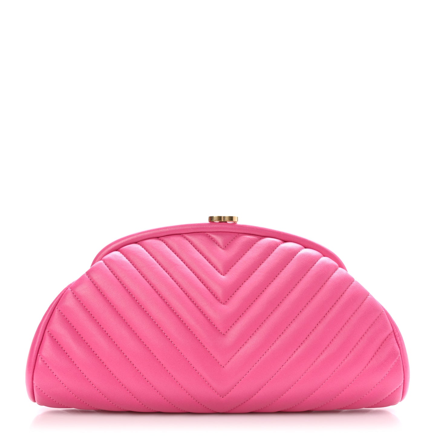Lambskin Chevron Quilted Timeless Clutch Dark Pink