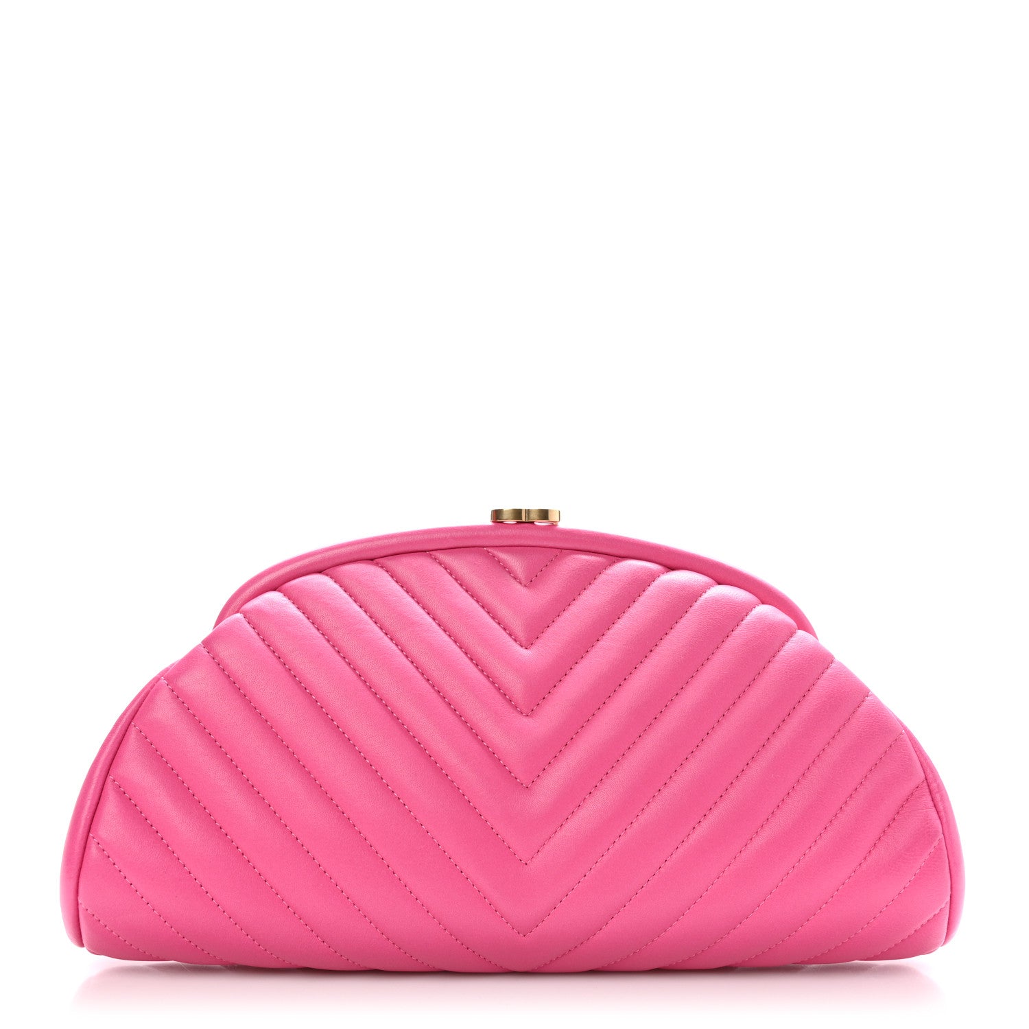 Chanel Lambskin Chevron Quilted Timeless Clutch Dark Pink 1 of 10