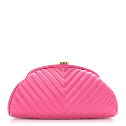 Chanel Lambskin Chevron Quilted Timeless Clutch Dark Pink 1 of 10