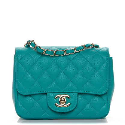 Chanel Caviar Quilted Mini Square Flap Turquoise 1 of 8