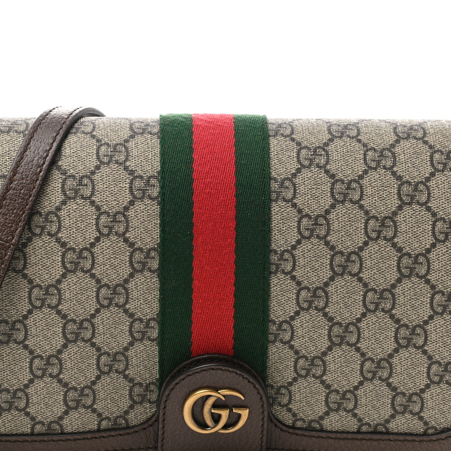 Gucci GG Supreme Monogram Web Ophidia Flap Messenger Bag Beige New Acero 8 of 10