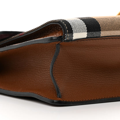Burberry Derby Calfskin House Check Small Macken Crossbody Bag Tan 10 of 15