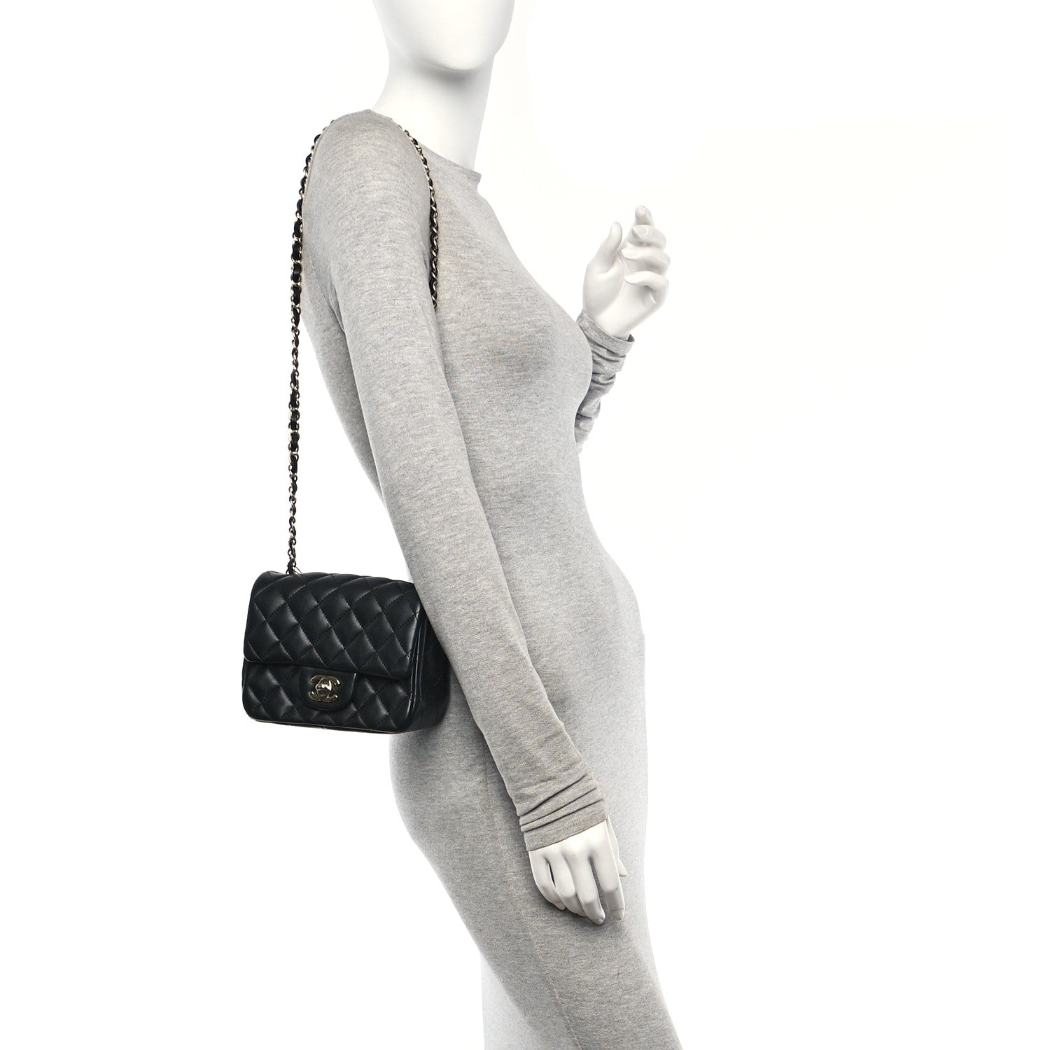 Chanel Lambskin Quilted Mini Square Flap Black 2 of 10