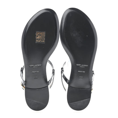 Saint Laurent Patent Calfskin Cassandra Monogram Sandals 35 Black 5 of 9