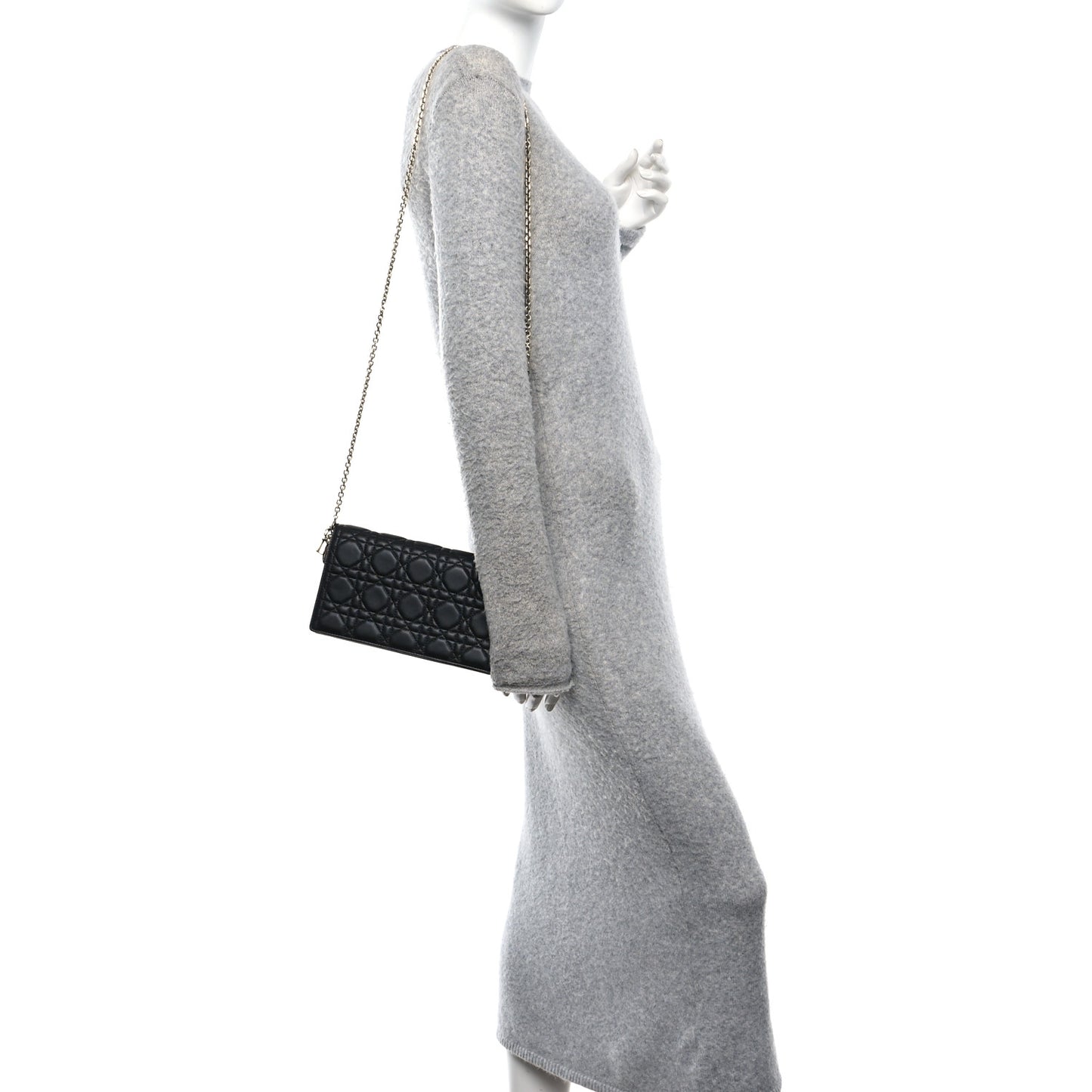 Lambskin Cannage Lady Dior Pouch Black