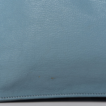 Miu Miu Goatskin Madras Shopping Tote Azzurro 10 of 12