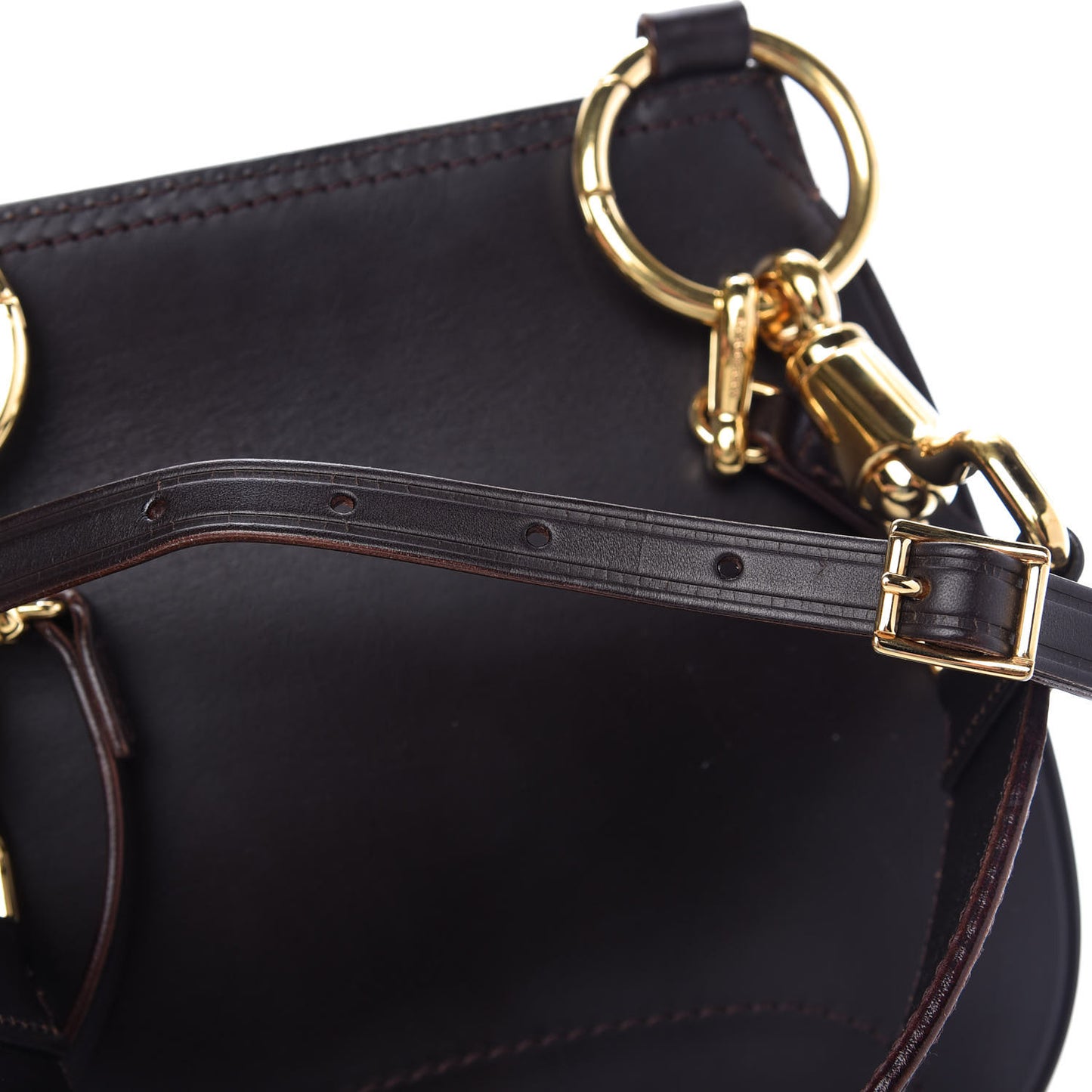 Haymarket Check Large Bridle Saddle Bag Dark Clove Brown