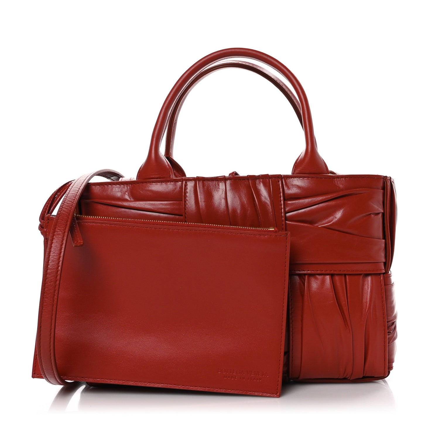Foulard Intrecciato Pleated Mini Arco Tote Red