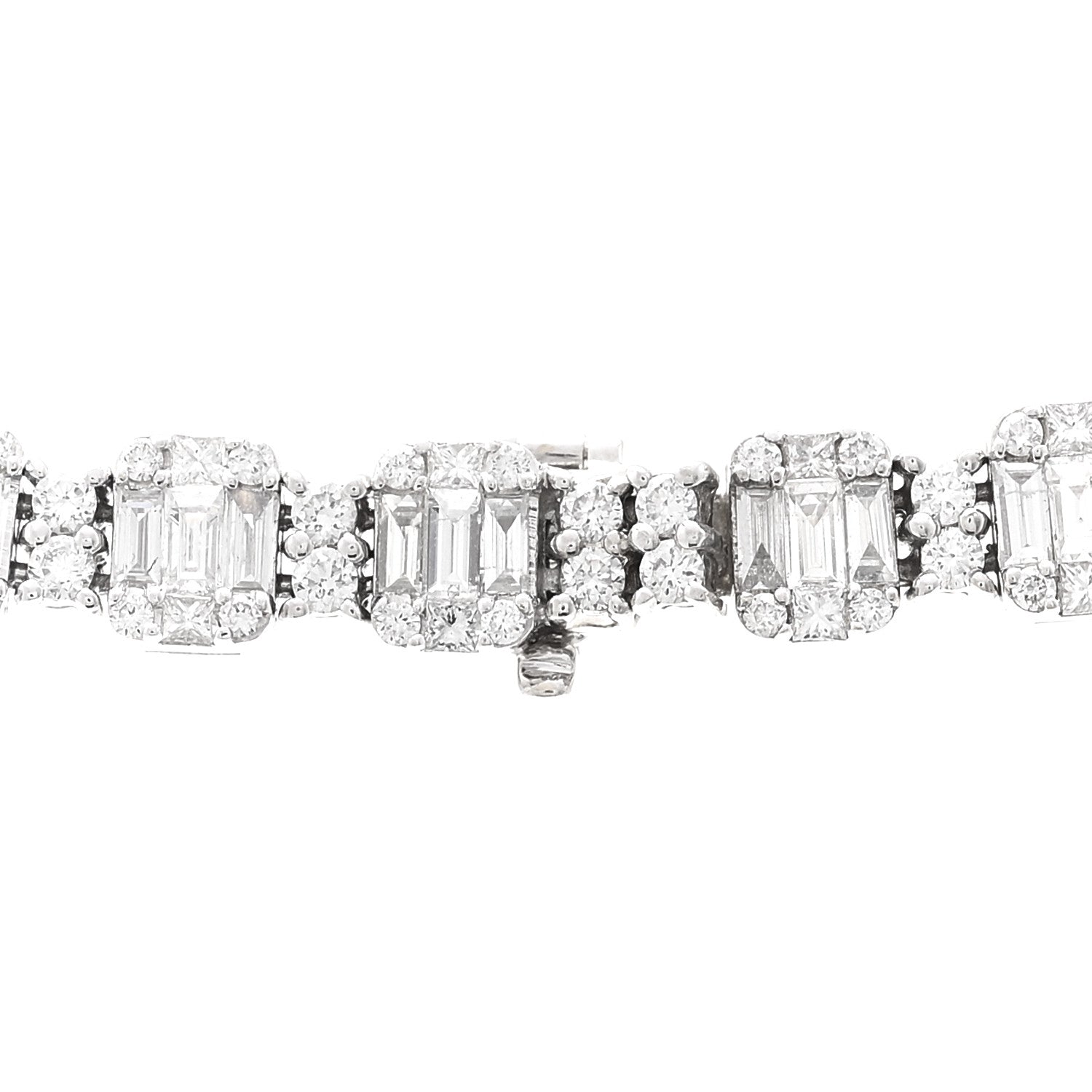 Parker & West by FASHIONPHILE 18K White Gold Diamond 13.56ctw Baguette Round Cut Graduated Necklace 4 of 5
