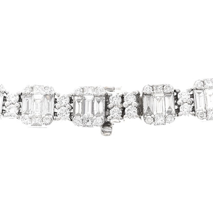 Parker & West by FASHIONPHILE 18K White Gold Diamond 13.56ctw Baguette Round Cut Graduated Necklace 4 of 5