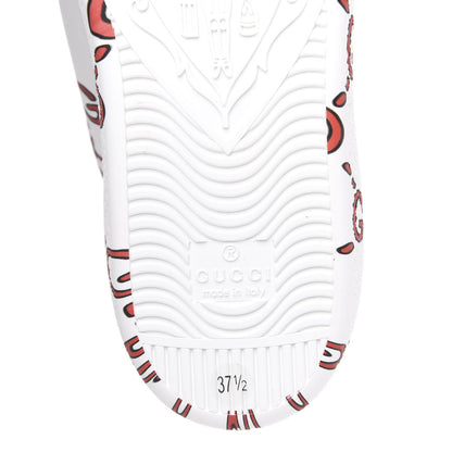 Gucci Calfskin GucciGhost Print Womens Ace Sneakers 37.5 White Hibiscus Red 8 of 10